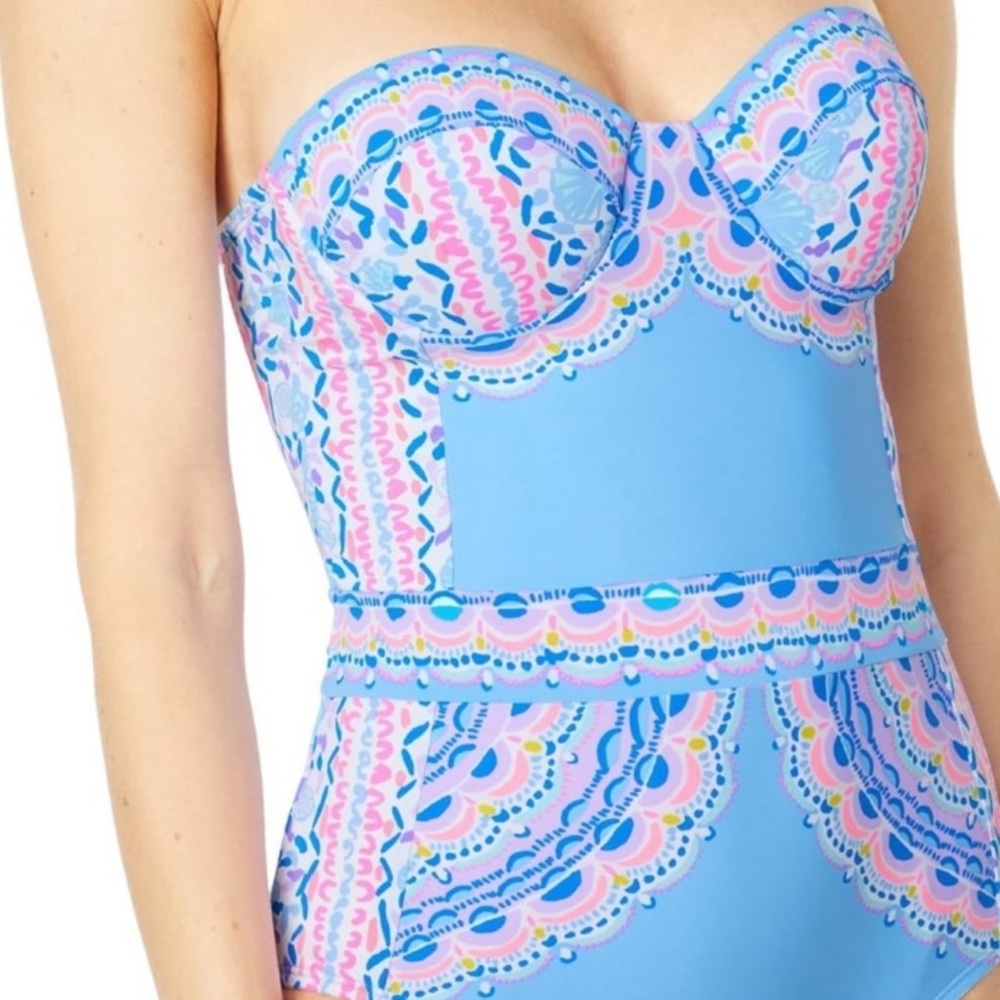 Lilly Pulitzer Athnea One Piece Swimsuit in Multi Seaside Shindig Sz‎ 12 - Picture 3 of 11